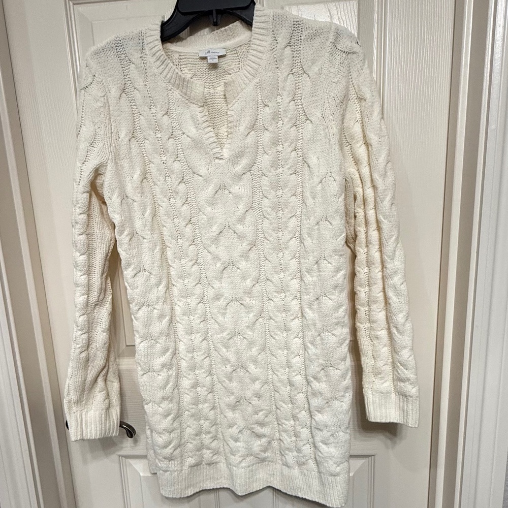 J Jill Chunky Cable Knit Chenille Sweater Super Soft Crew Neck Sweater